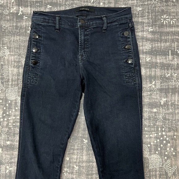 J Brand Dark Denim Jeans with Side Buttons - Picture 3 of 6